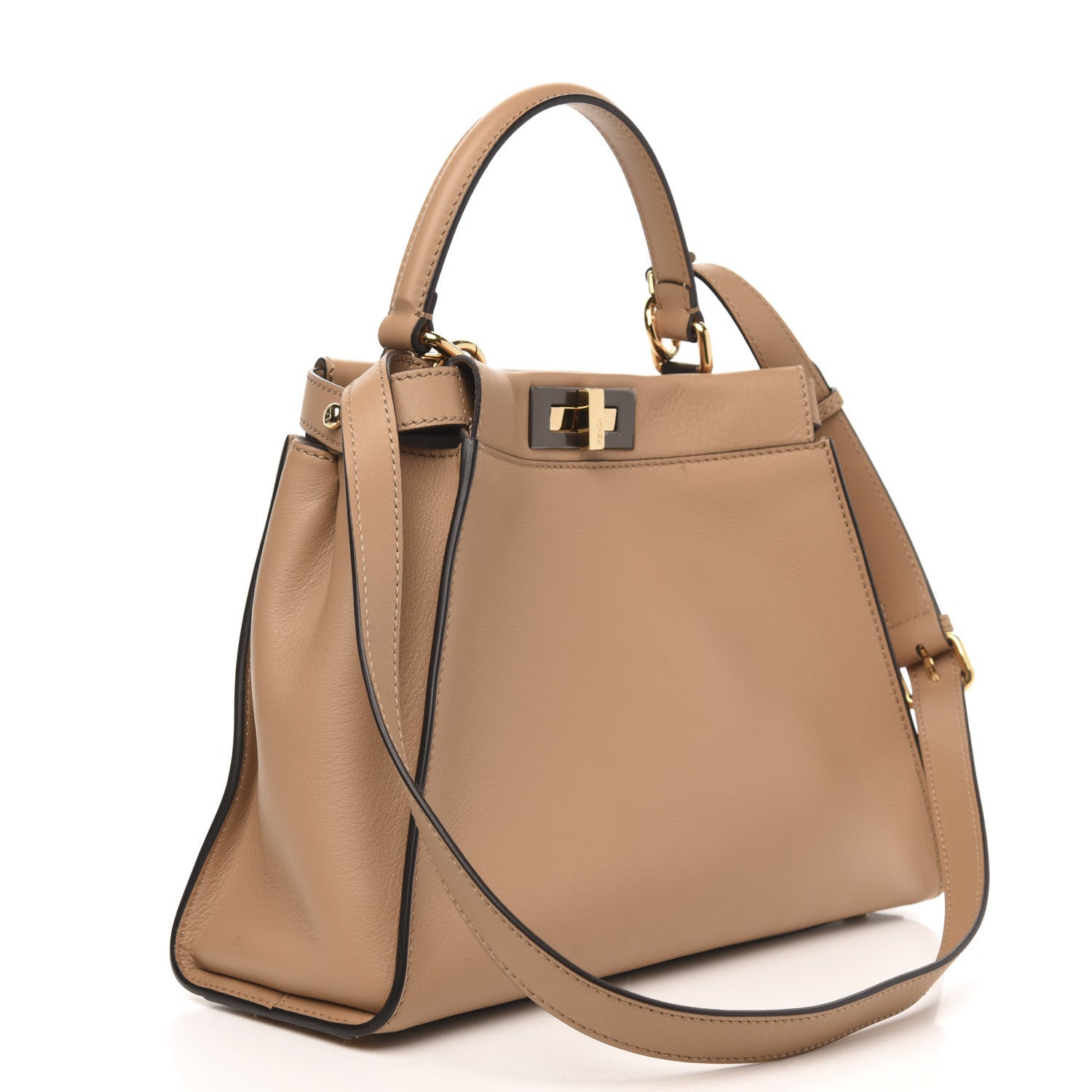 Fendi Vitello Seta Medium Peekaboo Iconic Satchel Cuoio 3 of 10