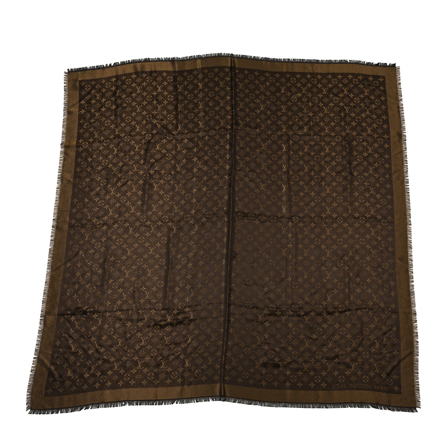 Louis Vuitton Silk Lurex Wool Monogram Shine Shawl Marron 1 of 4
