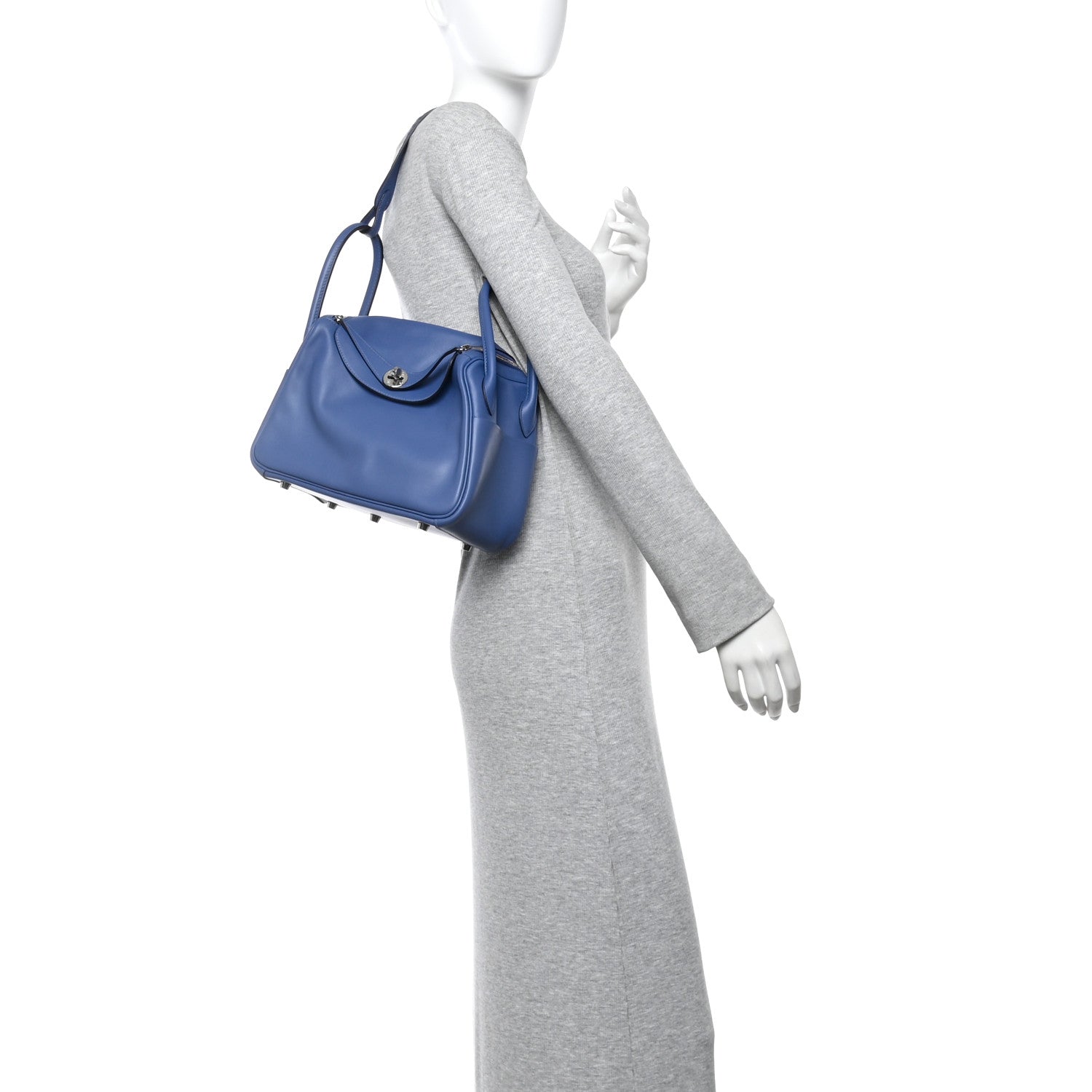 Hermes Swift Epsom Lindy 26 Tressage De Cuir Bleu Brighton Capucine Bleu Saphir 2 of 12