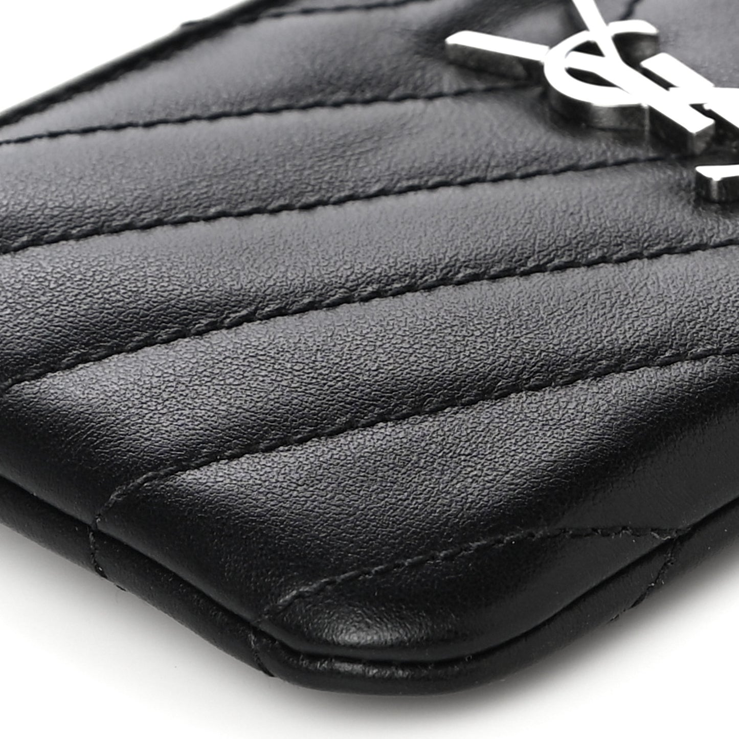Calfskin Matelasse Monogram Key Pouch Black