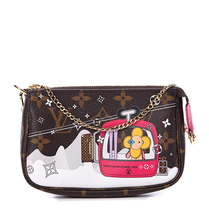 Louis Vuitton Monogram 2019 Christmas Animation Mini Courchevel Pochette Accessories Fuchsia 1 of 7