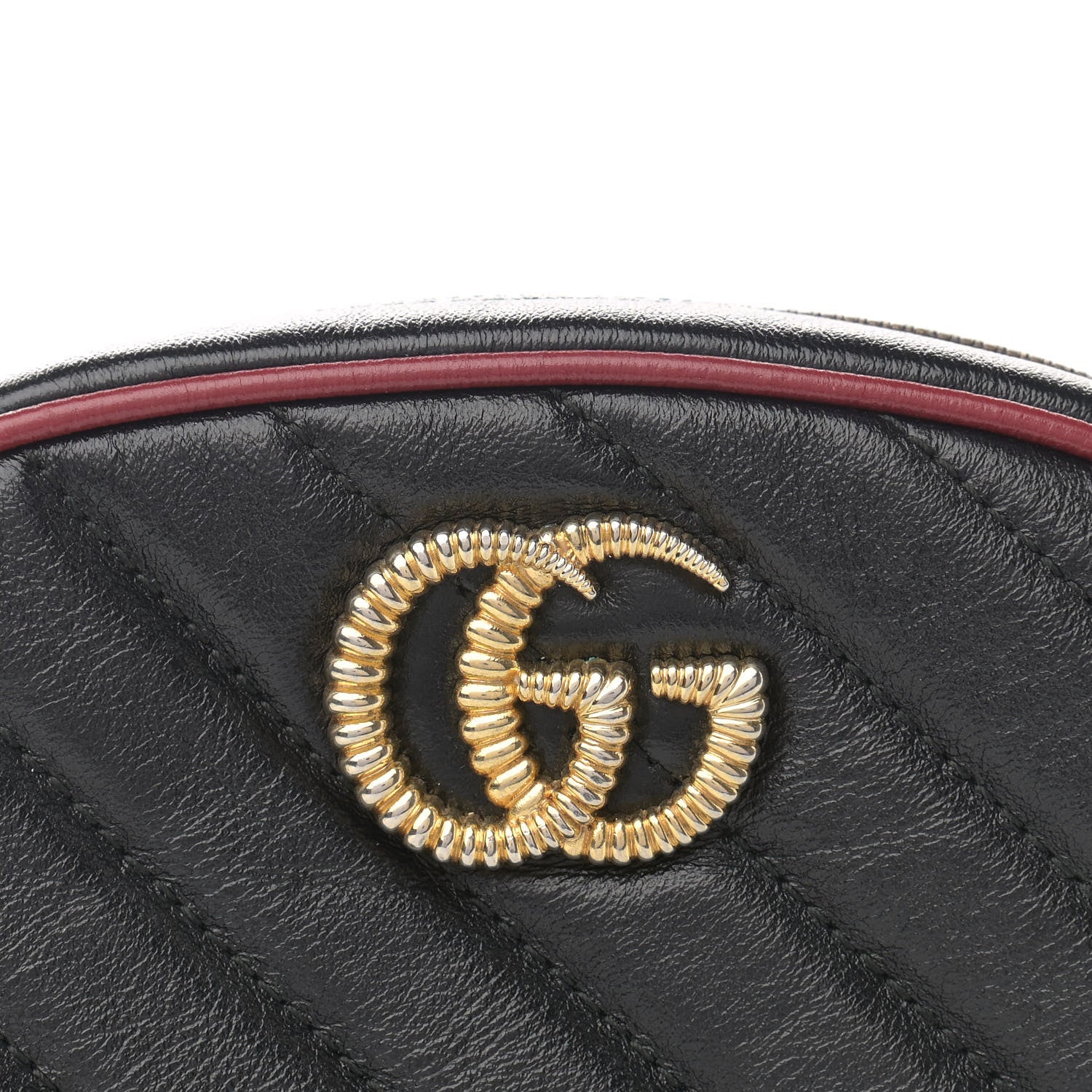 Gucci Azalea Calfskin Matelasse Diagonal Torchon GG Marmont Belt Bag 95 38 Black Romantic Cerise 9 of 17