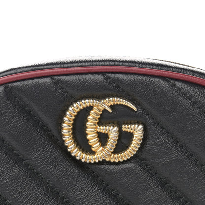 Gucci Azalea Calfskin Matelasse Diagonal Torchon GG Marmont Belt Bag 95 38 Black Romantic Cerise 9 of 17