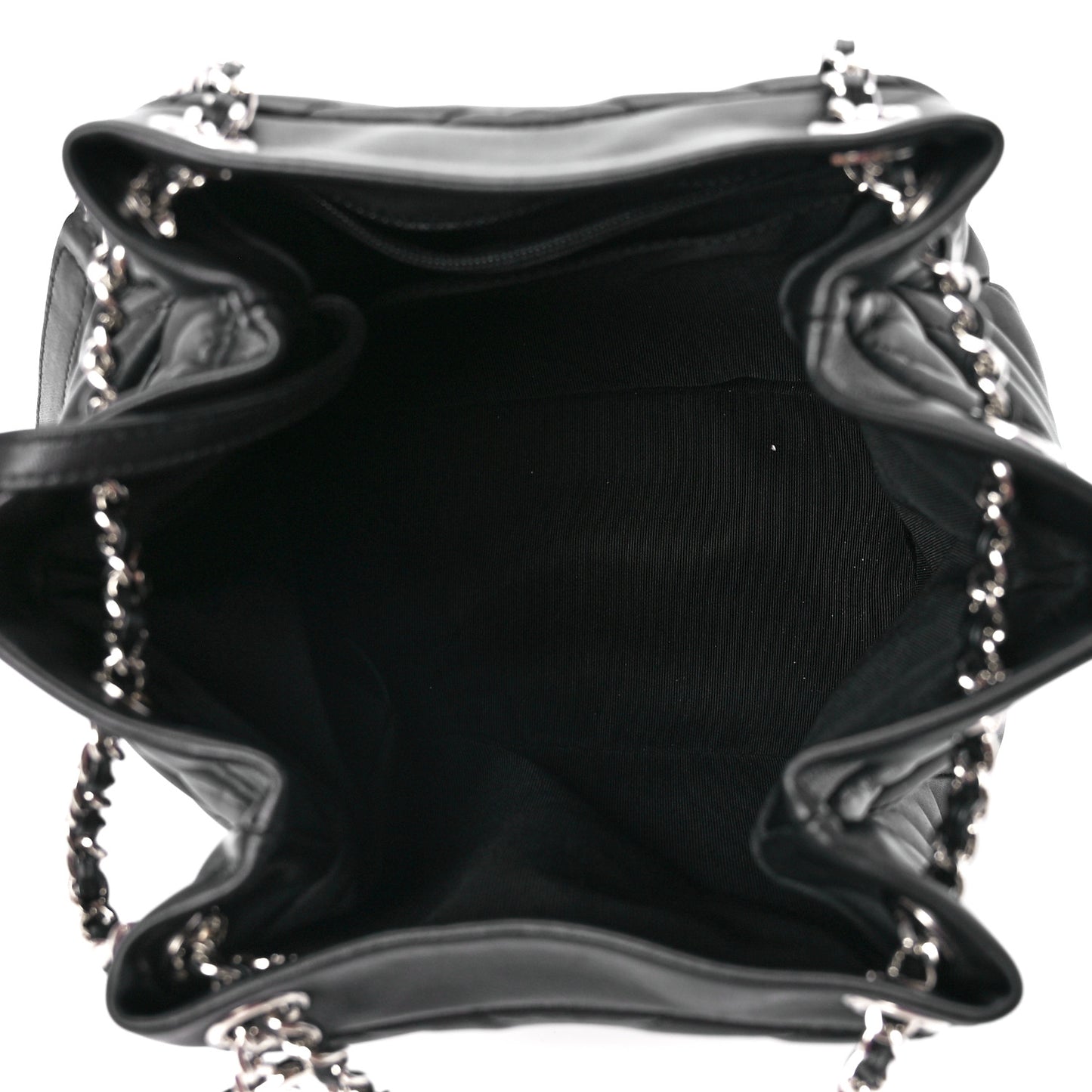 Lambskin Chevron Small Urban Spirit Drawstring Bag Black