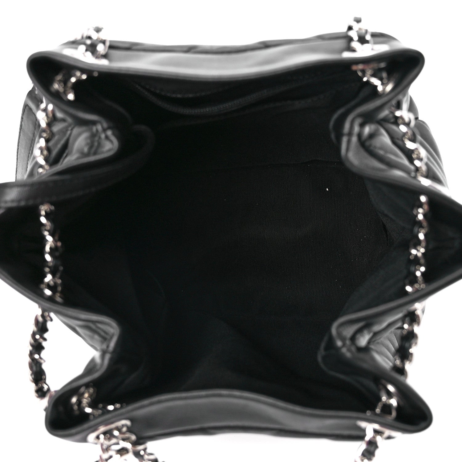 Chanel Lambskin Chevron Small Urban Spirit Drawstring Bag Black 5 of 12