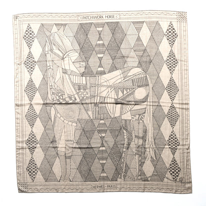 Hermes Cashmere Silk Patchwork Horse Shawl 140 Naturel Ebene 1 of 6