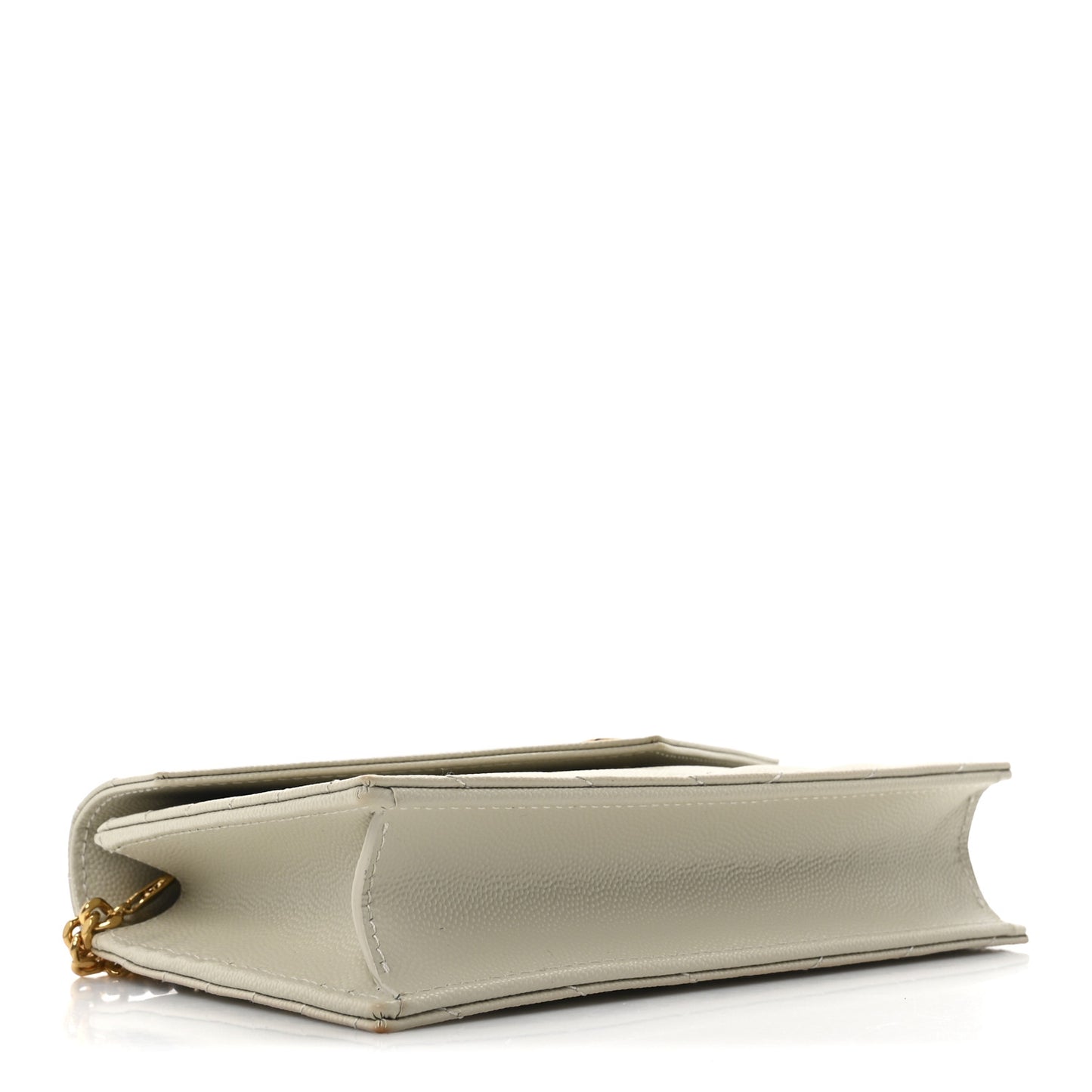 Grain De Poudre Matelasse Chevron Monogram Envelope Chain Wallet Optical White