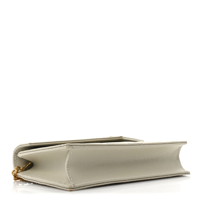 Saint Laurent Grain De Poudre Matelasse Chevron Monogram Envelope Chain Wallet Optical White 4 of 10