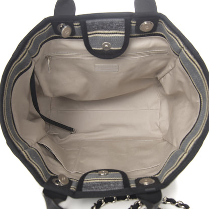Chanel Striped Canvas Medium Deauville Tote Black 6 of 12