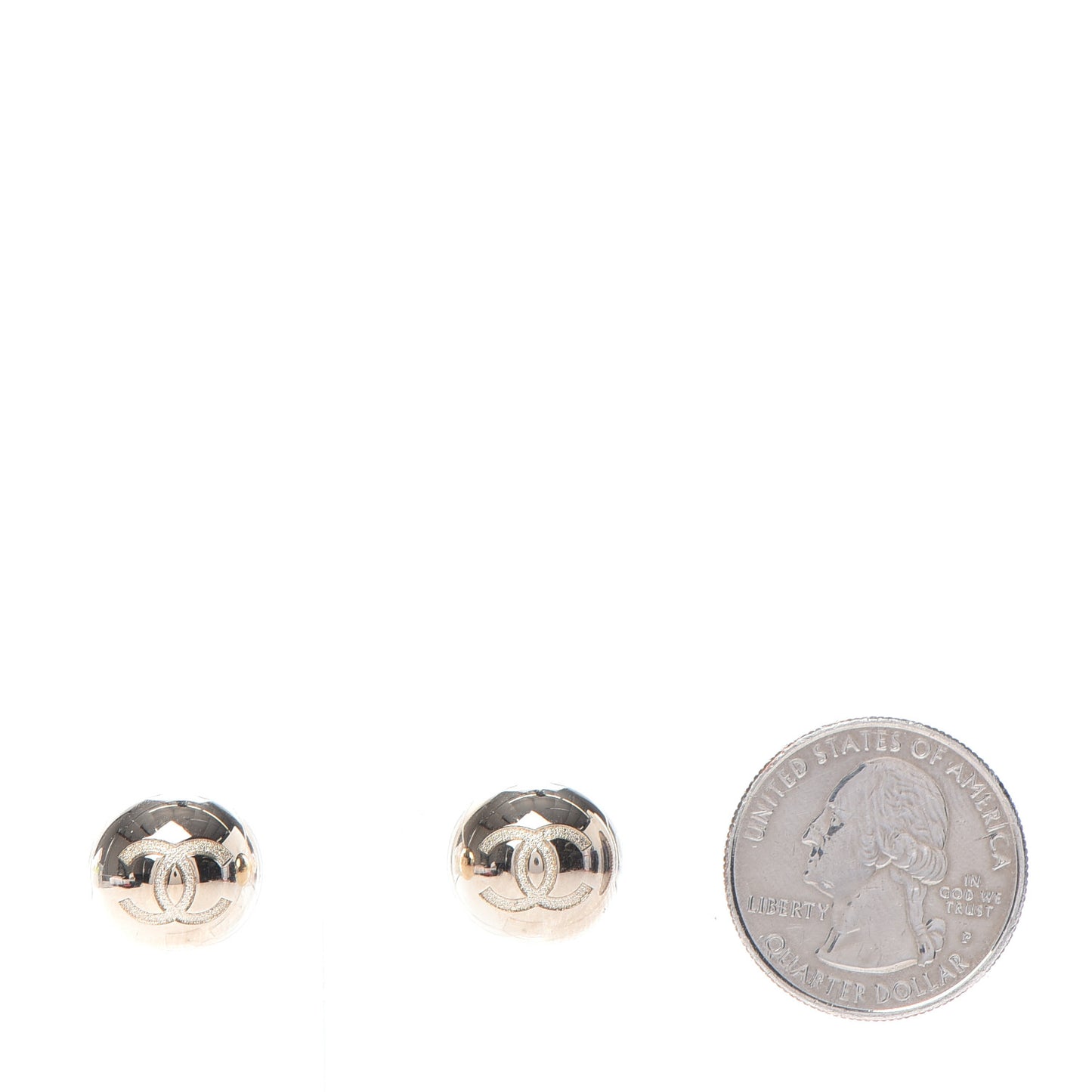 Metal Bead CC Stud Earrings Gold