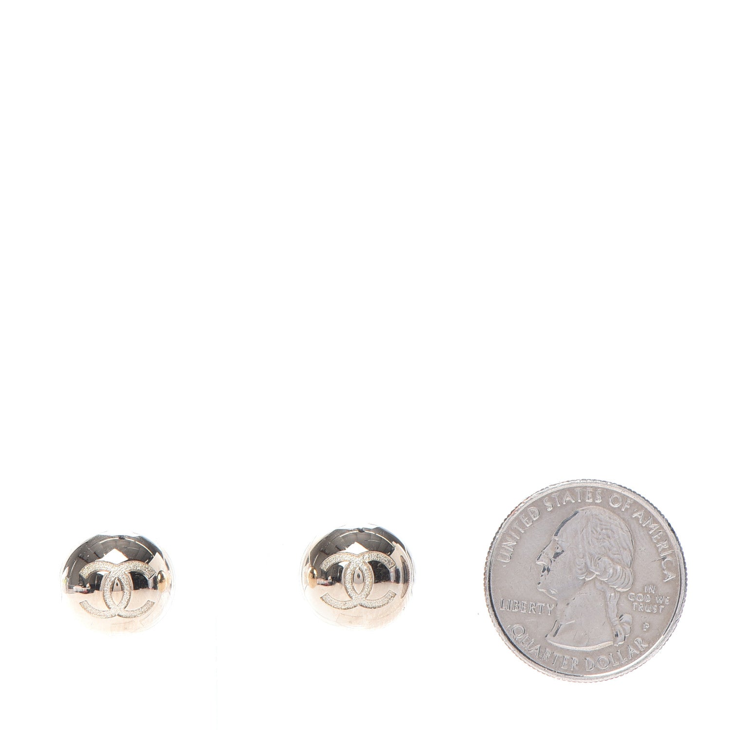 Chanel Metal Bead CC Stud Earrings Gold 2 of 5