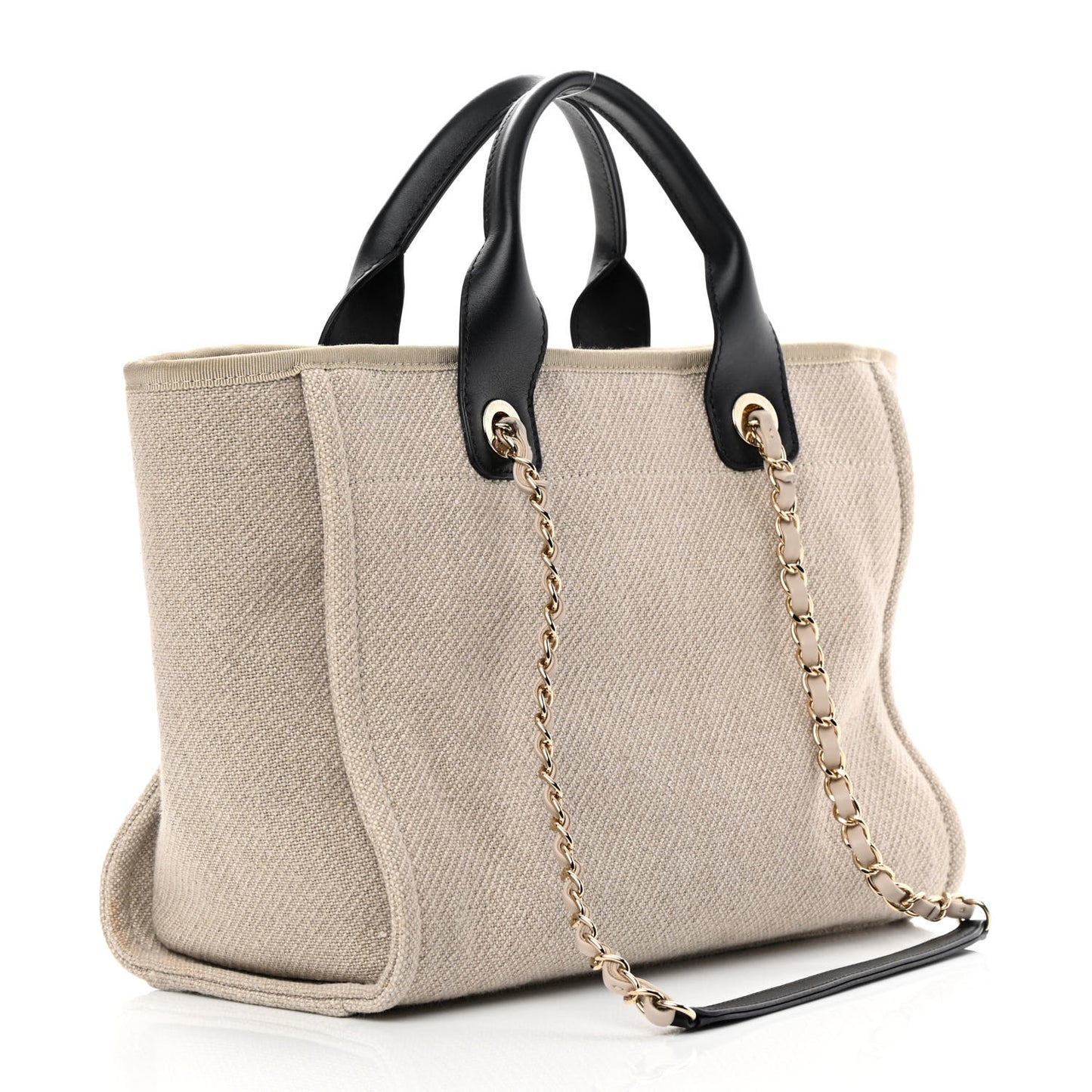 Mixed Fibers Small Deauville Tote Beige Black