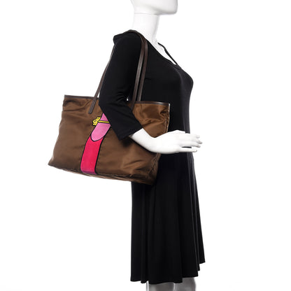 Prada Nylon Ricamo Cahier Tote Rovere 2 of 9