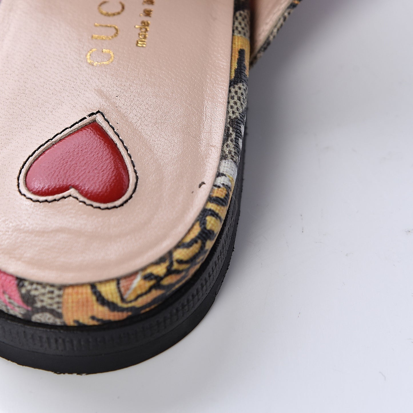 GG Supreme Monogram Bengal Womens Princetown Slippers 35 Beige Crop Pink