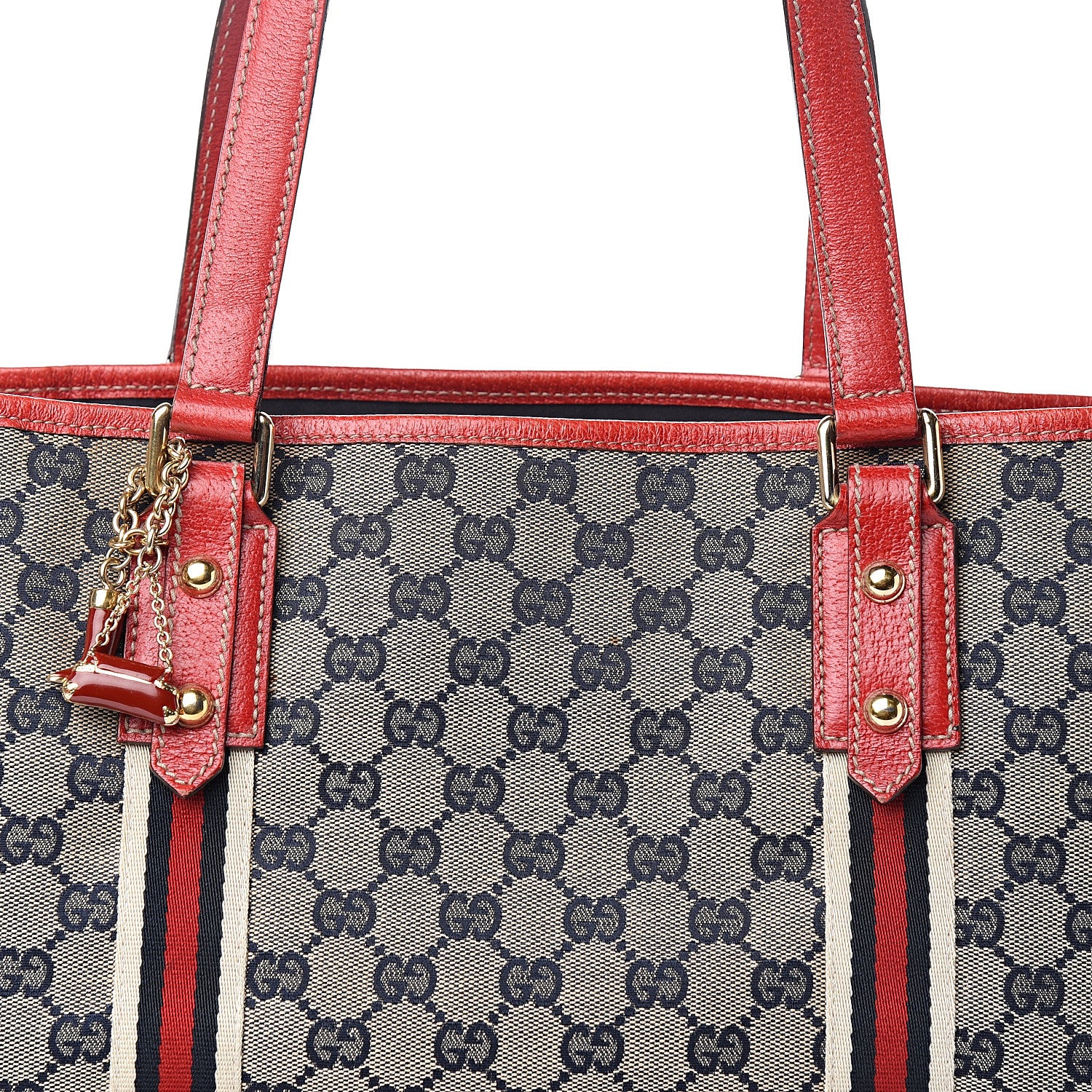 Gucci Monogram Large Jolicoeur Tote Navy Red 11 of 16
