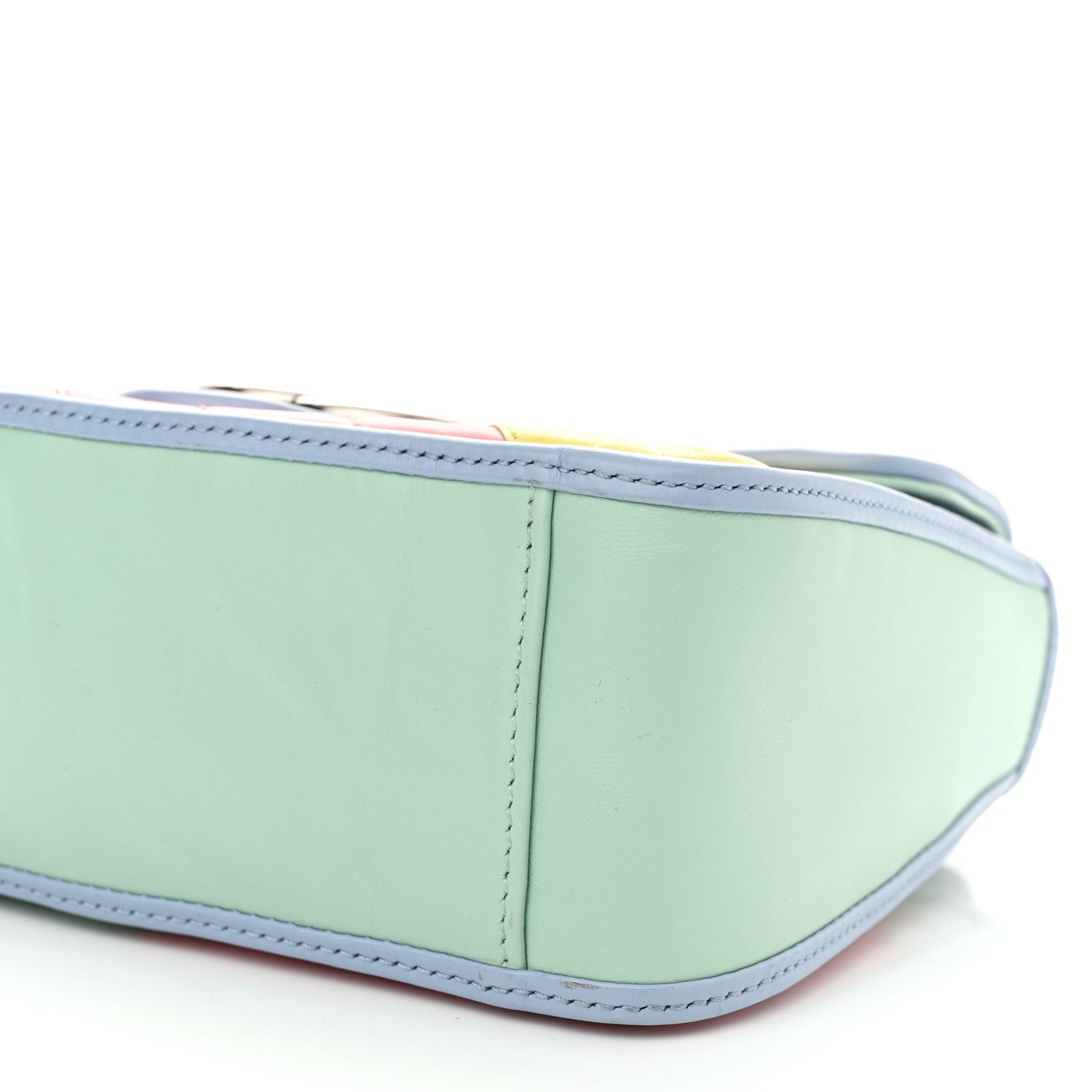 Gucci Calfskin Matelasse Diagonal Mini GG Marmont Top Handle Shoulder Bag Multicolor Pastel 9 of 12