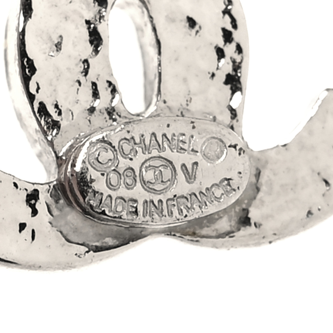 Chanel Crystal Timeless CC Earrings Silver 4 of 5