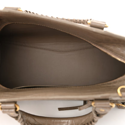 Balenciaga Shiny Supple Calfskin Crocodile Embossed Neo Classic Gold Hardware S City Mink Grey 5 of 10