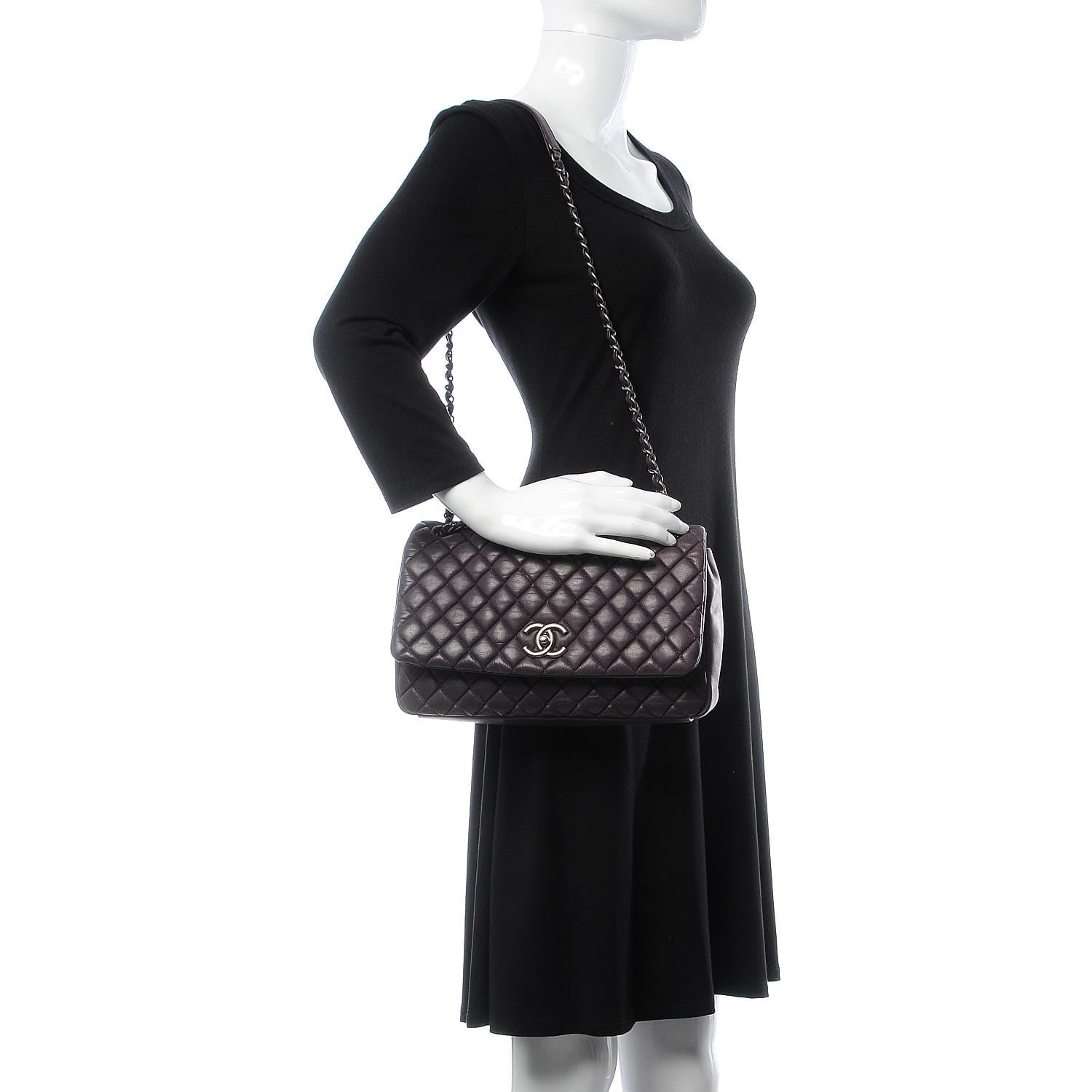 Chanel Iridescent Calfskin Quilted Large New Bubble Flap Plum 2 of 12