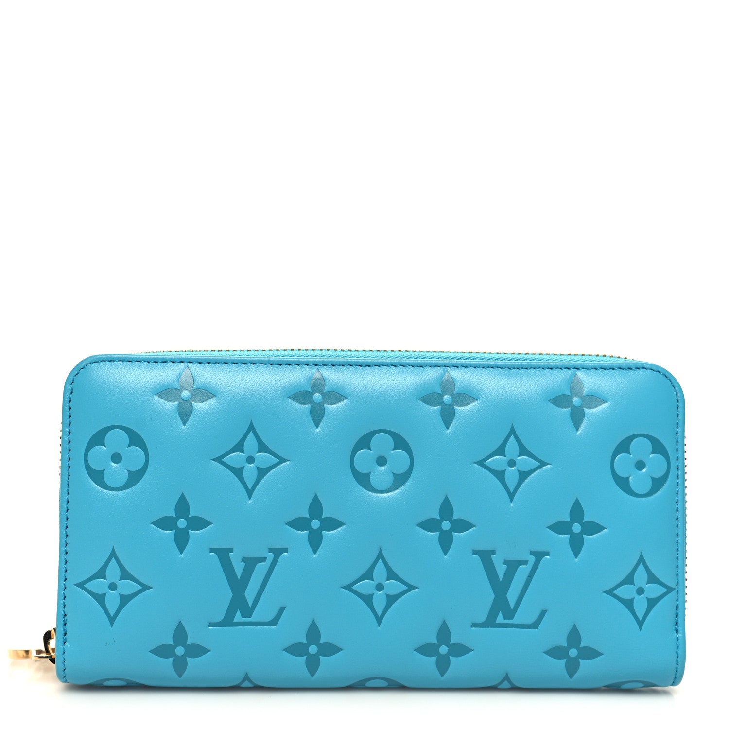 Louis Vuitton Lambskin Embossed Monogram Coussin Zippy Wallet Turquoise 1 of 7