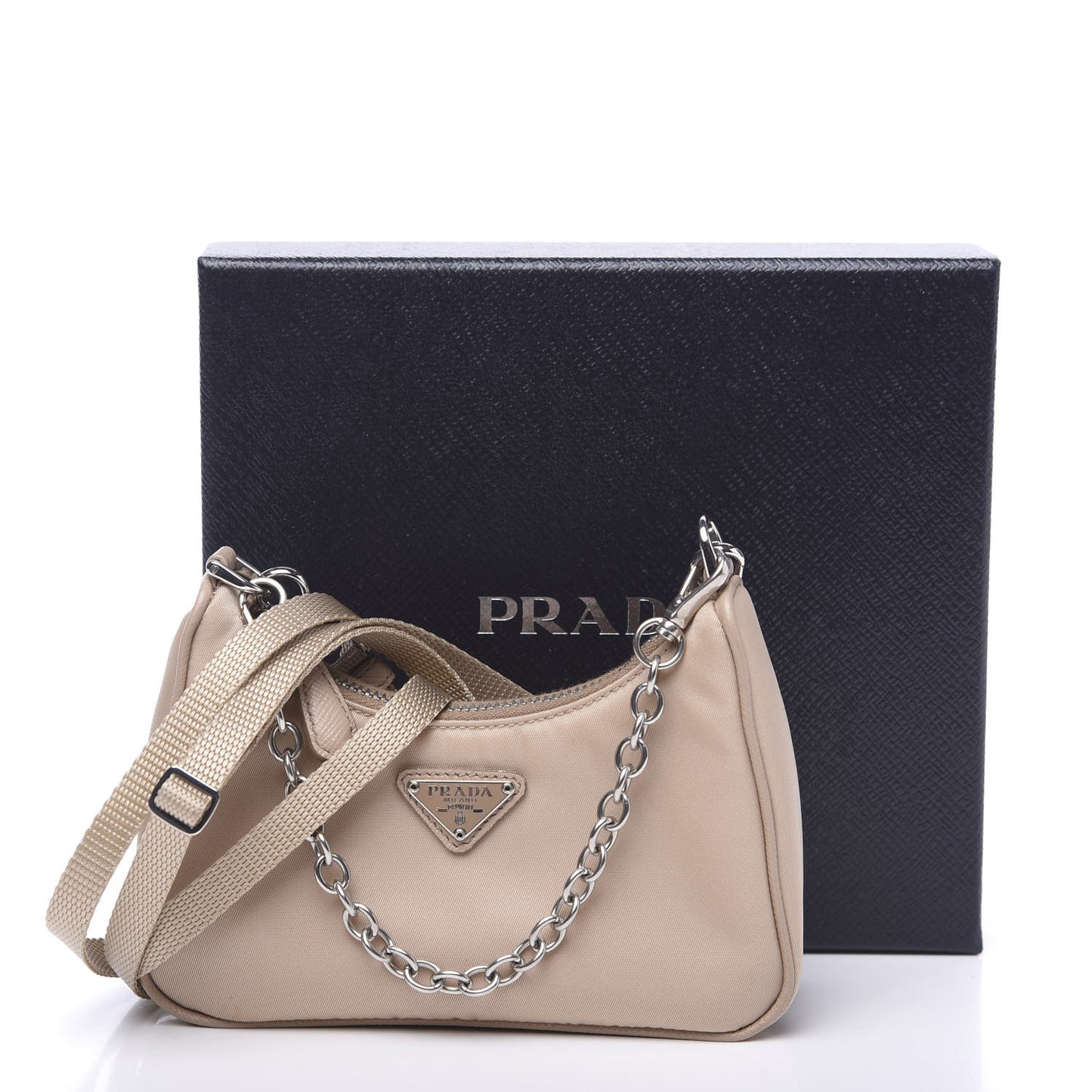 Tessuto Nylon Saffiano Mini Re-Edition 2000 Shoulder Bag Cammeo