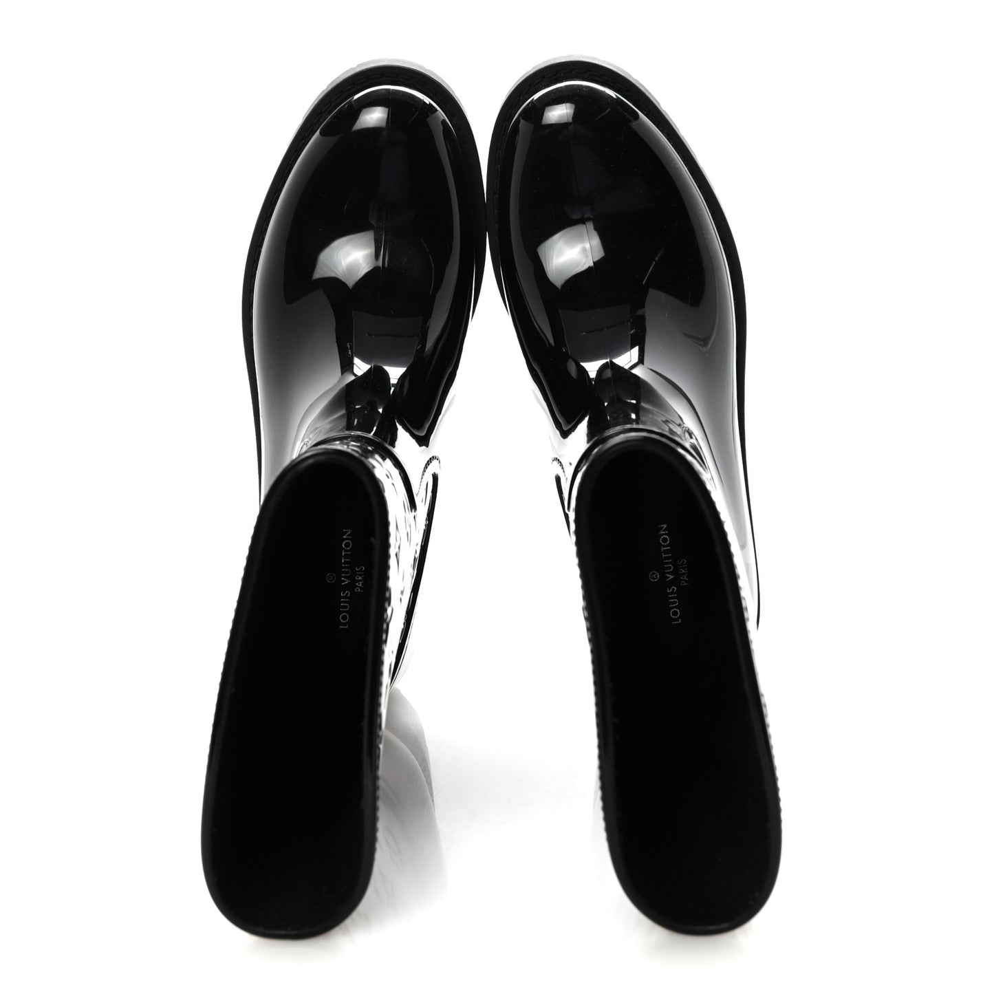 Rubber Embossed Monogram Drops Flat Half Boots 41 Black