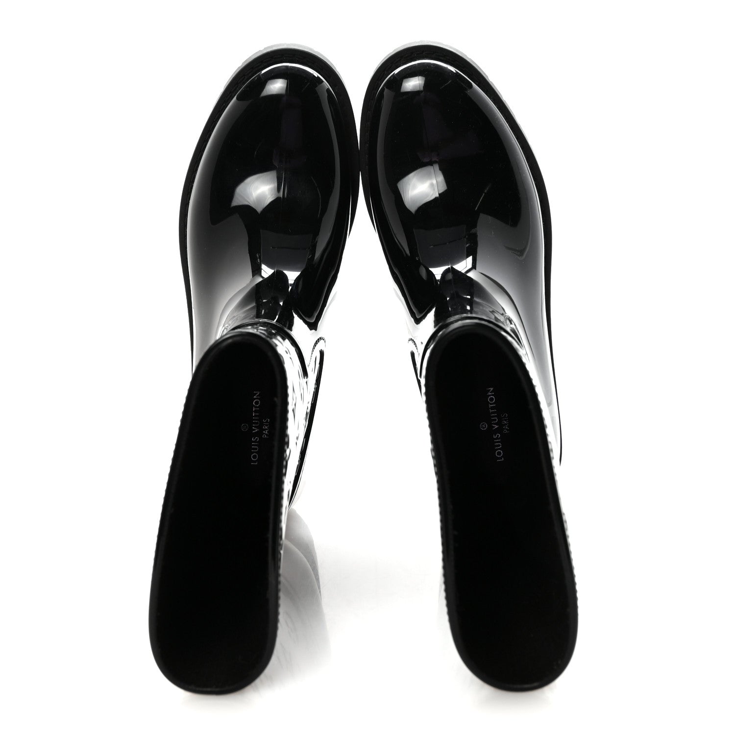 Louis Vuitton Rubber Embossed Monogram Drops Flat Half Boots 41 Black 2 of 8