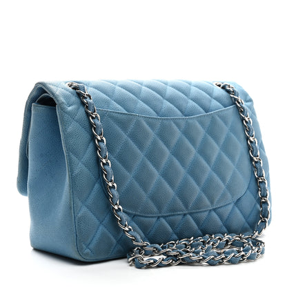 Chanel Iridescent Caviar Quilted Jumbo Double Flap Blue 3 of 11