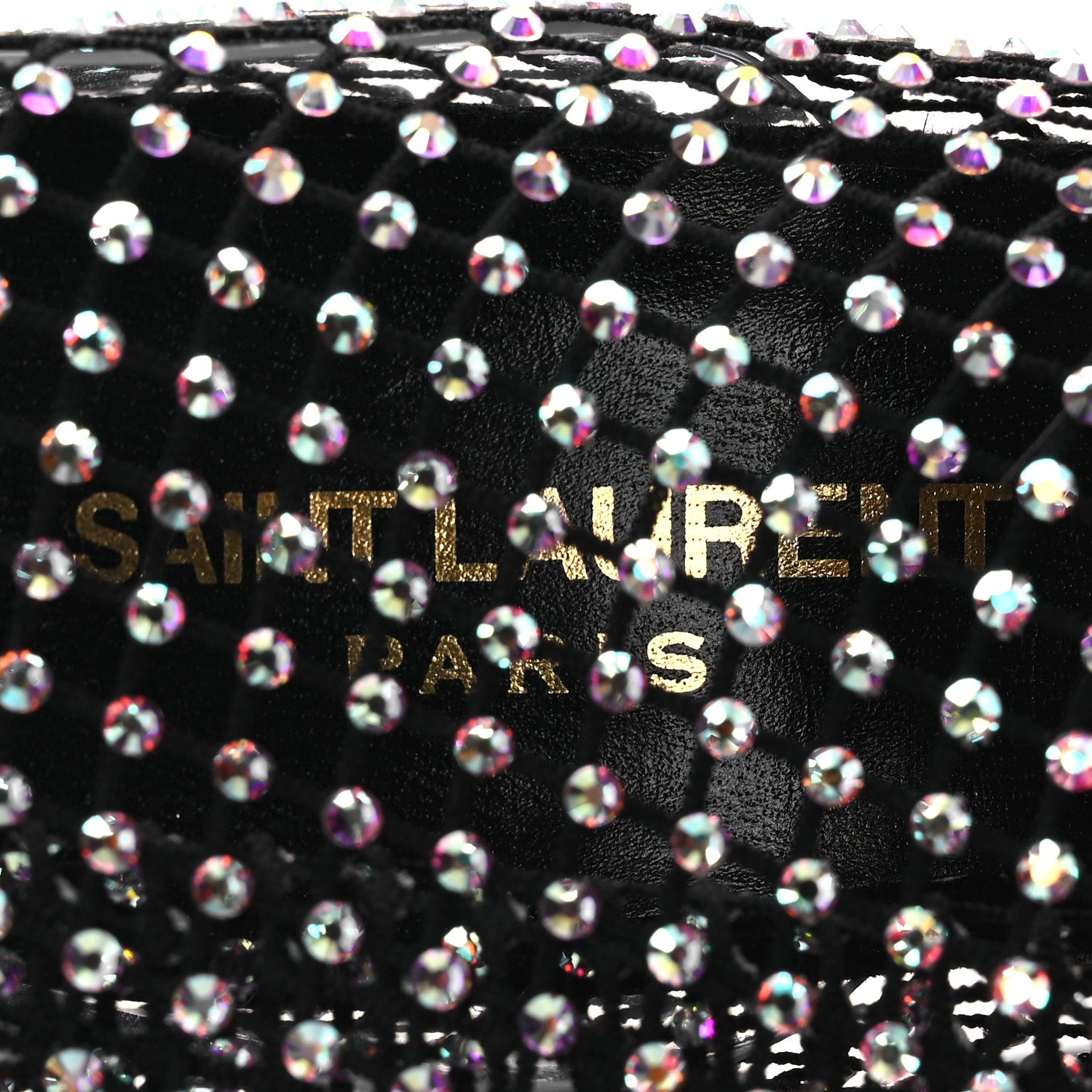 Saint Laurent Mesh Crystal Suede Koller 110 Knee High Boots 39 Black 9 of 10