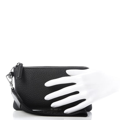 MCM Calfskin Wristlet Logo Pouch Black 2 of 8
