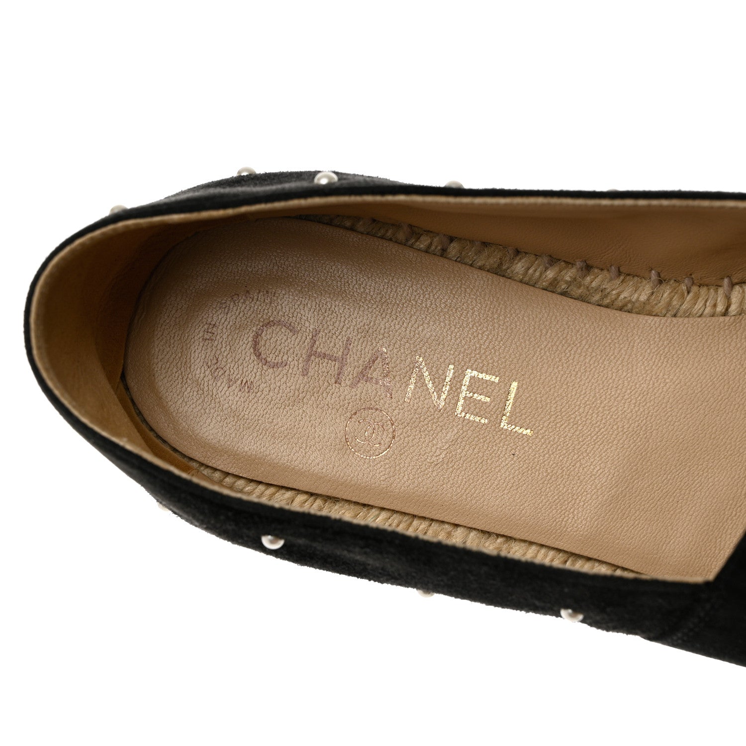 Chanel Suede Pearl CC Espadrilles 38 Black 7 of 12