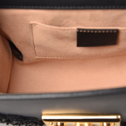 Gucci Calfskin Crystal Snake Embroidered Small Padlock Shoulder Bag Black 12 of 12