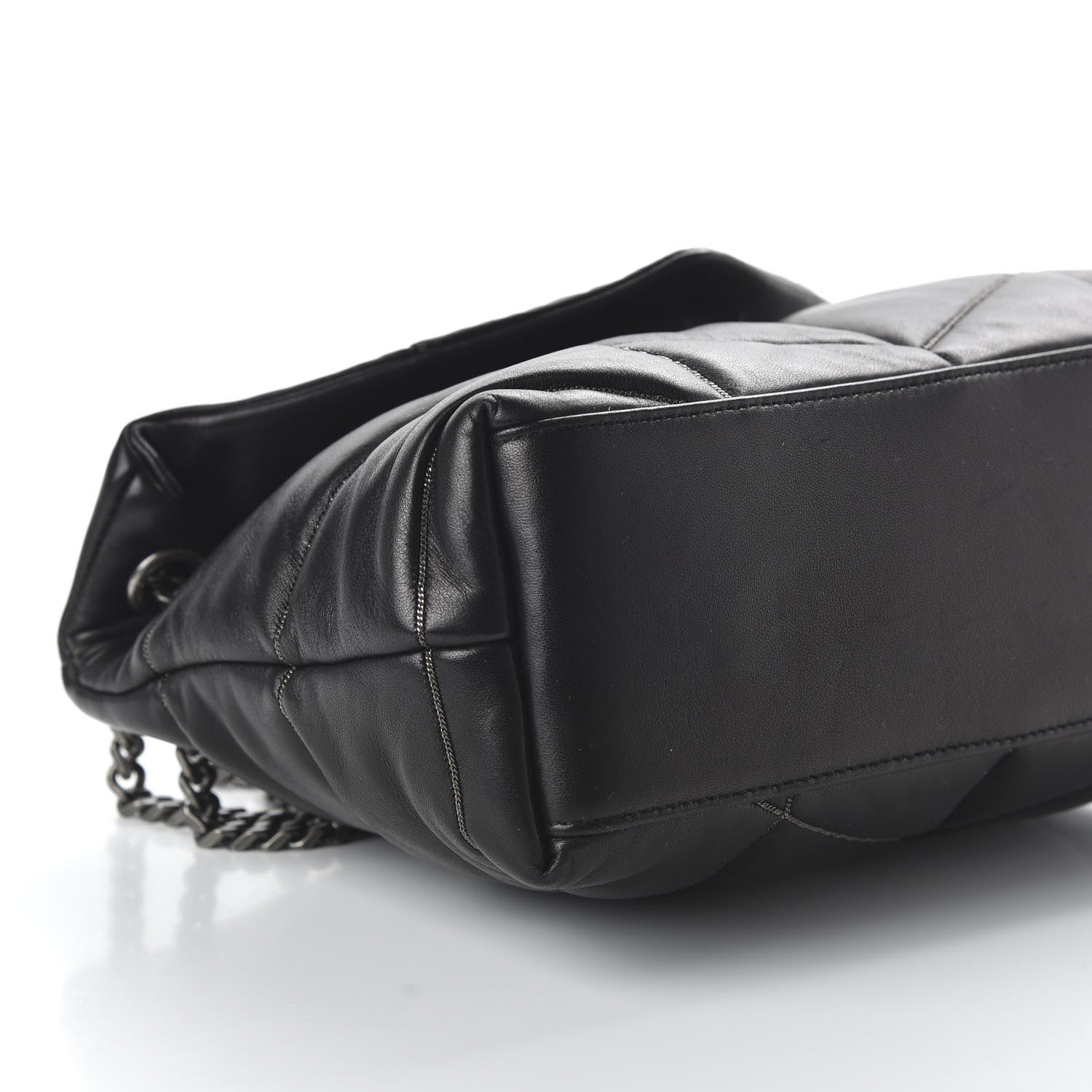 Saint Laurent Lambskin Quilted Small Loulou Puffer Monogram Chain Satchel Black 5 of 8