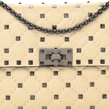 Valentino Garavani Craquele Nappa Medium Rockstud Spike Shoulder Bag Light Ivory 7 of 9