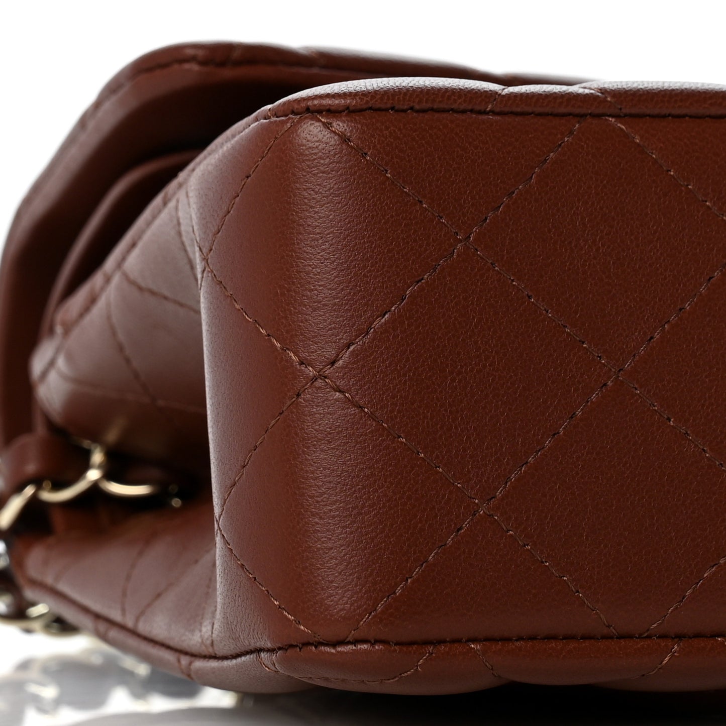Lambskin Quilted Small Double Flap Dark Brown