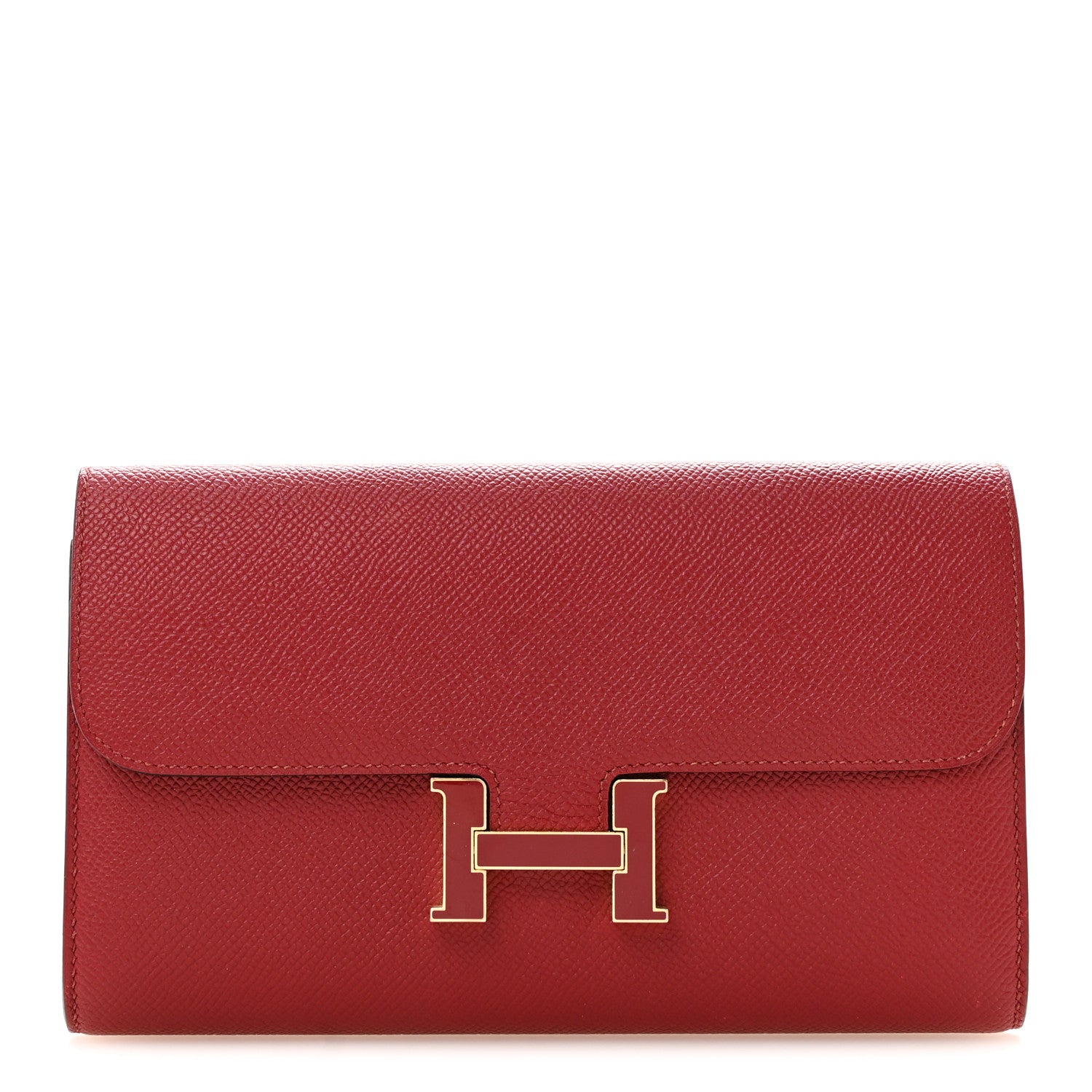 Hermes Epsom Enamel Constance Long Wallet Rouge Grenat 1 of 8