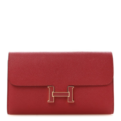 Hermes Epsom Enamel Constance Long Wallet Rouge Grenat 1 of 8