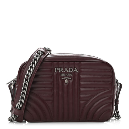Prada Soft Calfskin Impunture Diagramme Camera Bag Granato 1 of 9