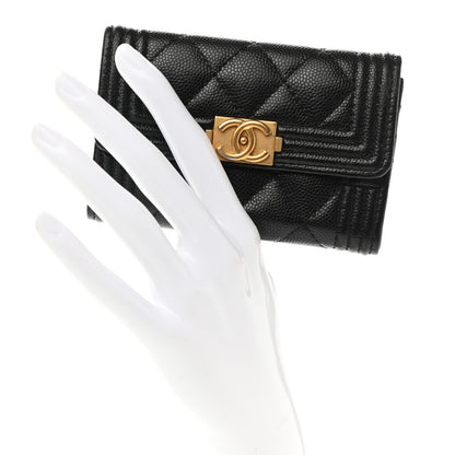 Chanel Caviar Quilted Boy Flap Card Holder Black 2 of 10
