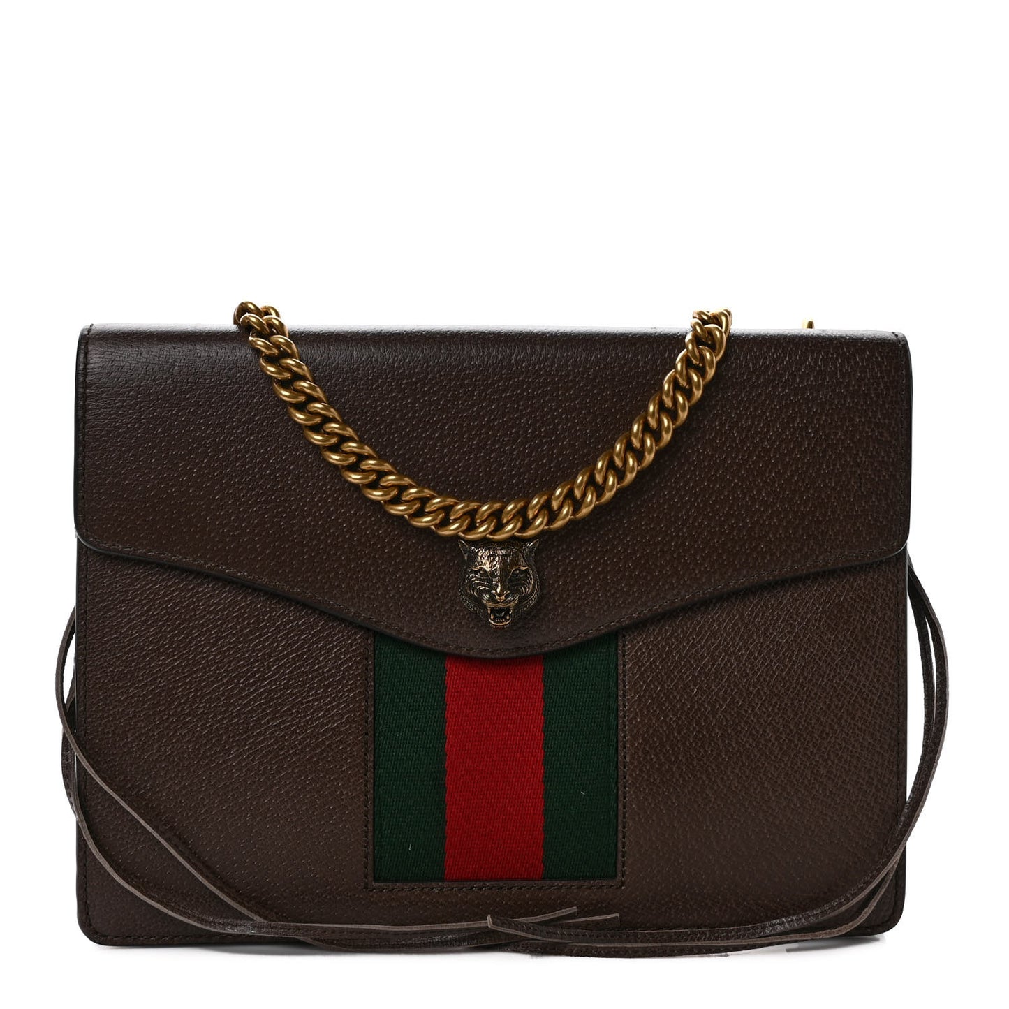 Grained Calfskin Web Animalier Shoulder Bag Brown
