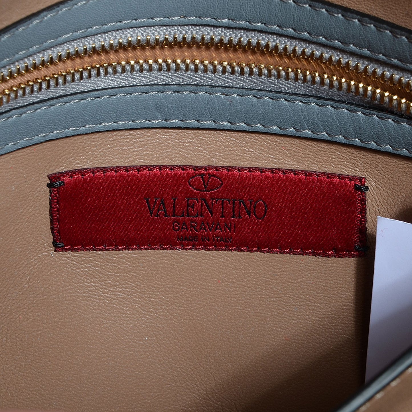Calfskin Rivet Colorblock Shoulder Bag Grey Red