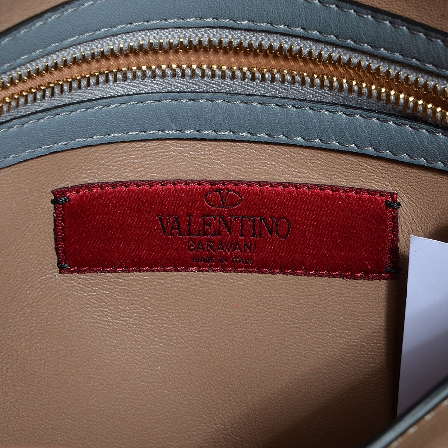 Valentino Garavani Calfskin Rivet Colorblock Shoulder Bag Grey Red 6 of 9