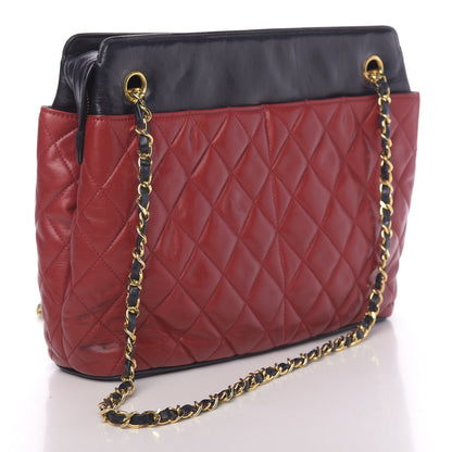 Chanel Lambskin Quilted Shoulder Bag Red Navy 3 of 12