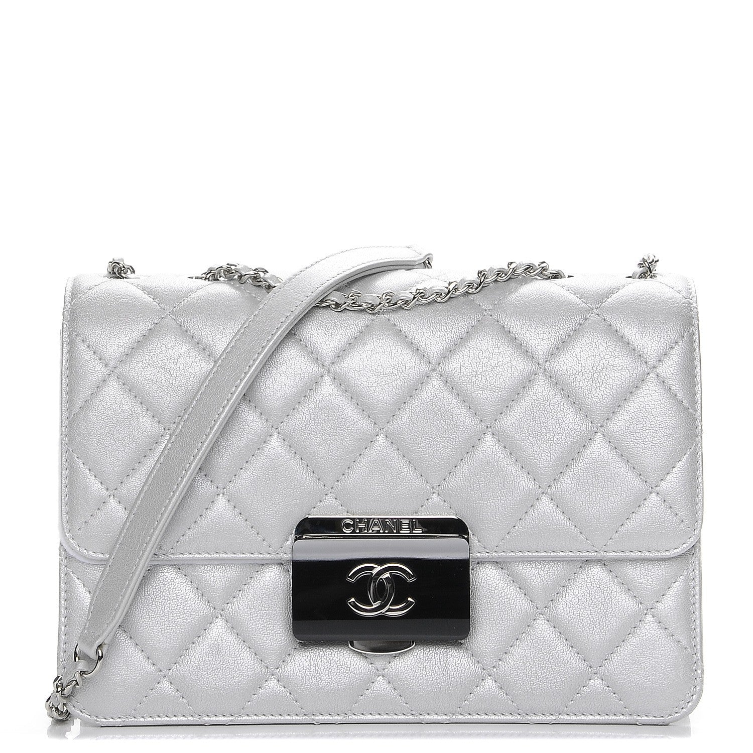 Chanel Metallic Sheepskin Quilted Beauty Lock Flap Silver 1 of 11