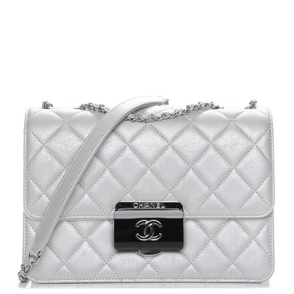 Chanel Metallic Sheepskin Quilted Beauty Lock Flap Silver 1 of 11