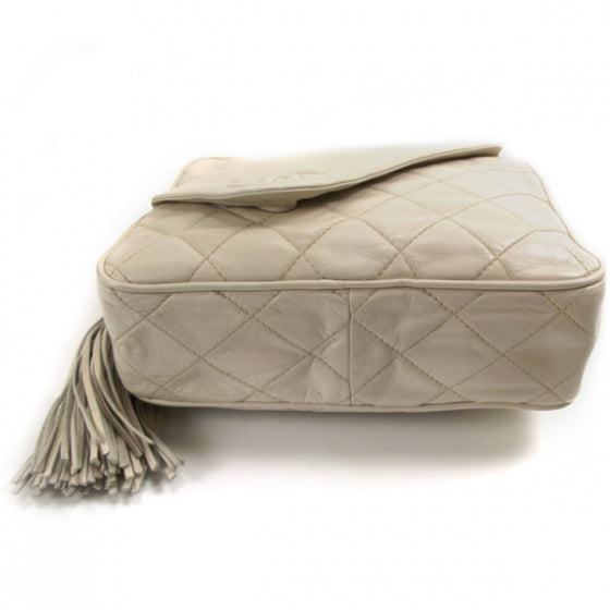 Lambskin Tassel Shoulder Bag Beige