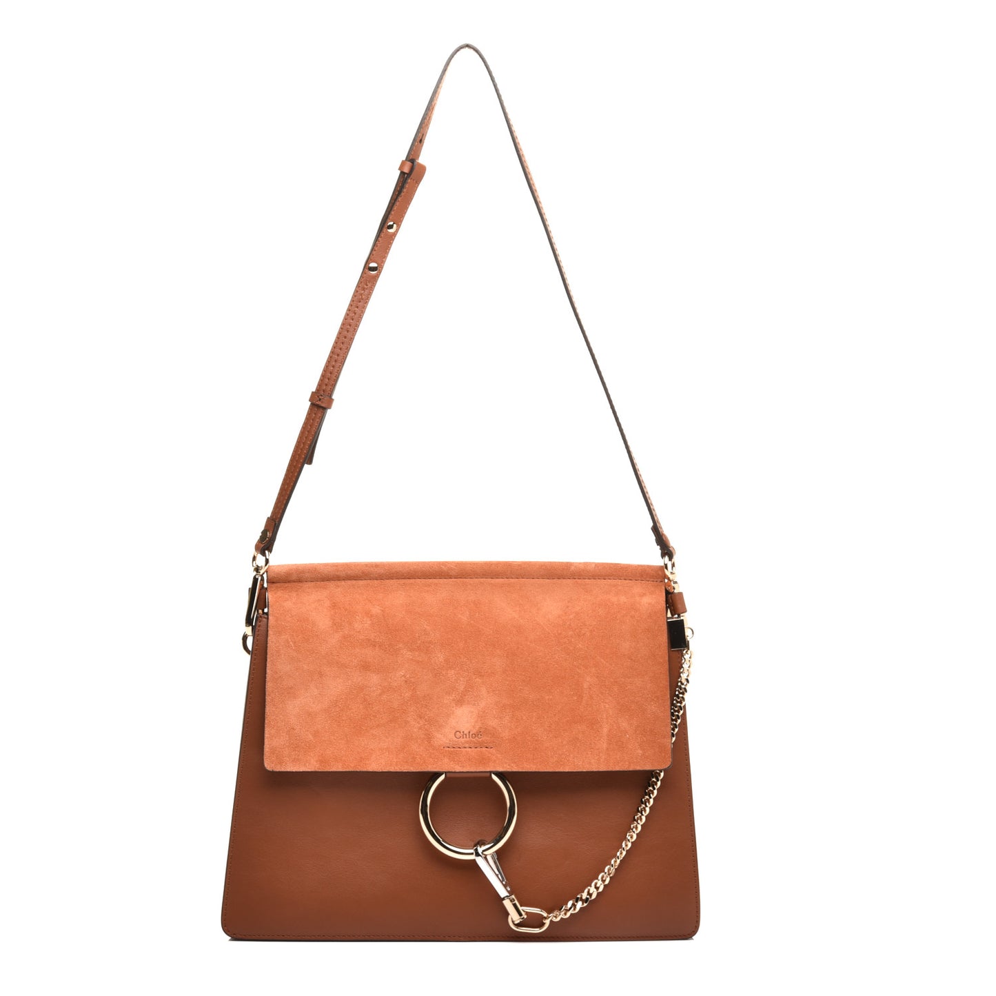 Suede Calfskin Medium Faye Shoulder Bag Tobacco
