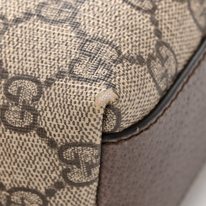 Gucci GG Supreme Monogram Textured Dollar Calfskin Web Small Ophidia Dome Shoulder Bag Beige Ebony New Acero 11 of 13