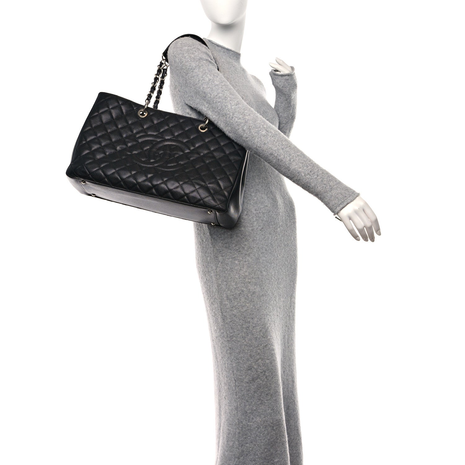 Chanel Caviar Quilted XL Grand Shopping Tote GST Black 2 of 13