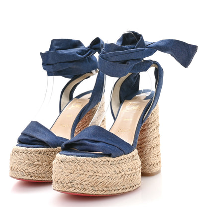 Christian Louboutin Denim Mariza Du Desert 130 Sandals 37 Blue Naturel 4 of 7